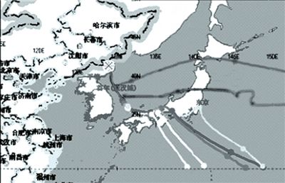 中國環(huán)保部發(fā)布的模擬軌跡圖。